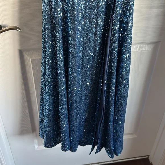 Yvonne Off Shoulder Sequin Gown | Blue - Baltic Born Never Worn size Medium - Picture 9 of 11